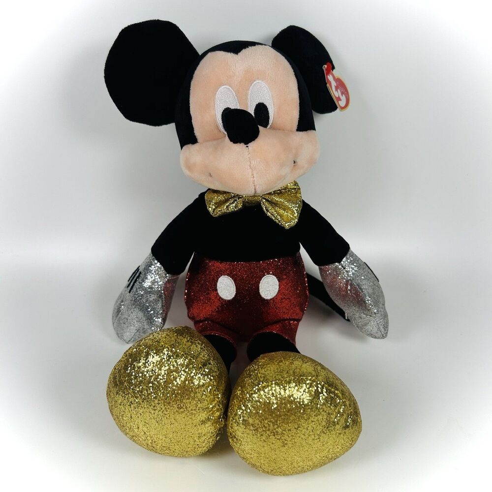 TY Beanie Buddy Disney Mickey Mouse 14" Tall Super Sparkle Red Plush Toy
